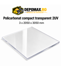 Policarbonat compact transparent 2UV 3 x 2050 x 3050 mm